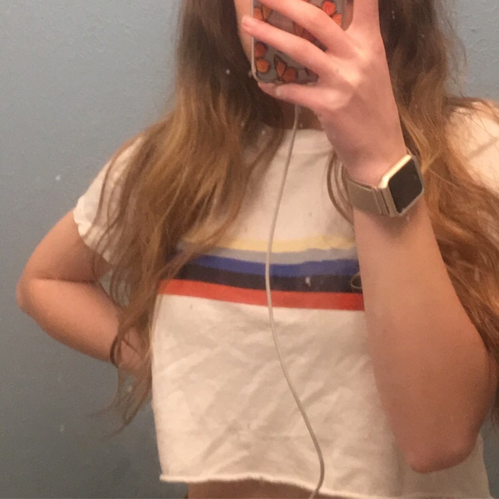 Simple cropped striped tee